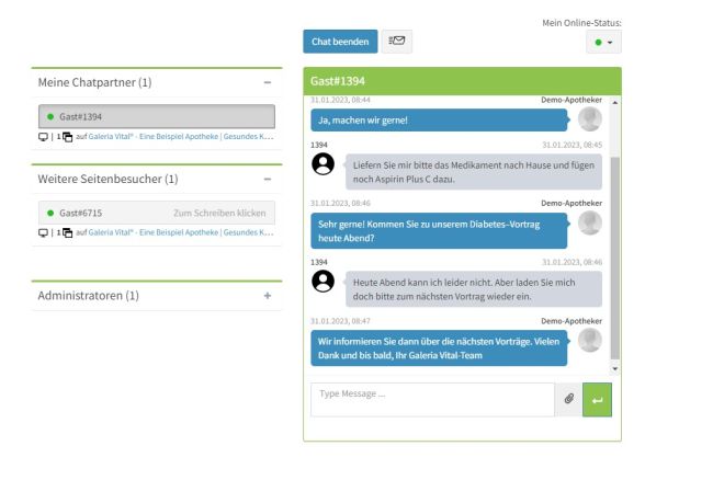 Screenshot vom Live-Chat-Verlauf